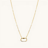 Nadare Co. gold chain necklace featuring a large oval carabiner clasp for customizable charm collection.