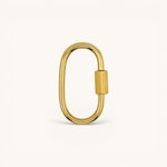 Nadare Co. large gold-tone oval carabiner charm holder for custom charm necklaces with a secure screw clasp.