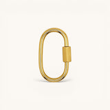 Nadare Co. large gold-tone oval carabiner charm holder for custom charm necklaces with a secure screw clasp.