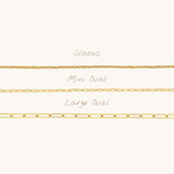 Nadare Co. gold plated chain necklace collection featuring Classic, Mini Oval, and Large Oval link styles.