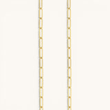Nadare Co. 14k gold plated large oval switch chain necklace with tarnish-resistant stainless steel links.