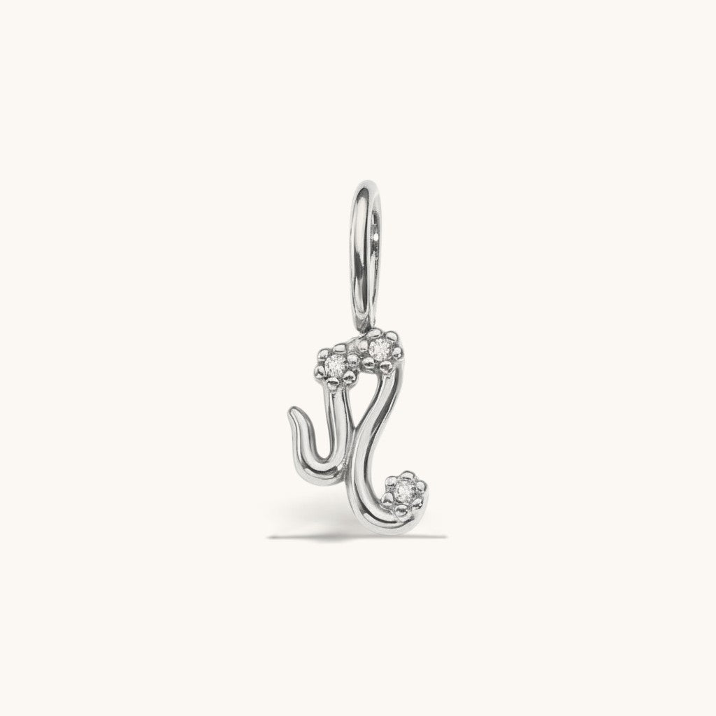 Nadare Co. silver-tone Leo zodiac charm with sparkling cubic zirconia accents for necklace layering.