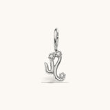 Nadare Co. silver-tone Leo zodiac charm with sparkling cubic zirconia accents for necklace layering.