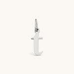 Nadare Co. lowercase letter t charm in silver-toned stainless steel for everyday layering and jewelry styling.
