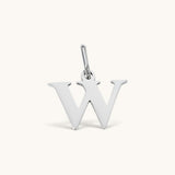 Nadare Co. silver-toned lowercase letter W charm made of stainless steel for everyday jewelry layering.