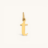 Nadare Co. lowercase letter t charm in 14k gold-plated stainless steel for everyday jewelry layering