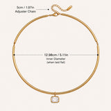 Nadare Co. Margot gold collar necklace with a rectangular bezel-set crystal pendant and adjustable chain