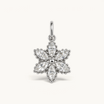 Nadare Co. silver-tone flower charm with marquise-cut cubic zirconia petals in a floral design