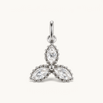 Nadare Co. Marquise Trio Charm featuring three marquise-cut cubic zirconia stones in a delicate petal arrangement.