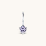 Nadare Co. mini birthstone charm in silver-tone stainless steel with a sparkling light purple cubic zirconia stone.