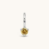 Nadare Co. mini birthstone charm featuring a round yellow cubic zirconia stone set in silver-tone stainless steel.