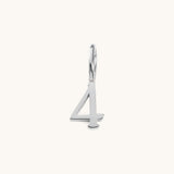 Nadare Co. number four charm in silver-toned stainless steel, perfect for personalized everyday jewelry layering.