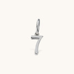 Nadare Co. number seven charm in polished silver-tone stainless steel for personalized necklace layering