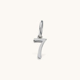 Nadare Co. number seven charm in polished silver-tone stainless steel for personalized necklace layering