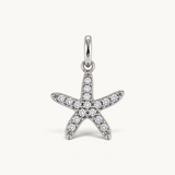 Nadare Co. silver-tone starfish charm featuring sparkling cubic zirconia pavé stones for a beach-inspired look.