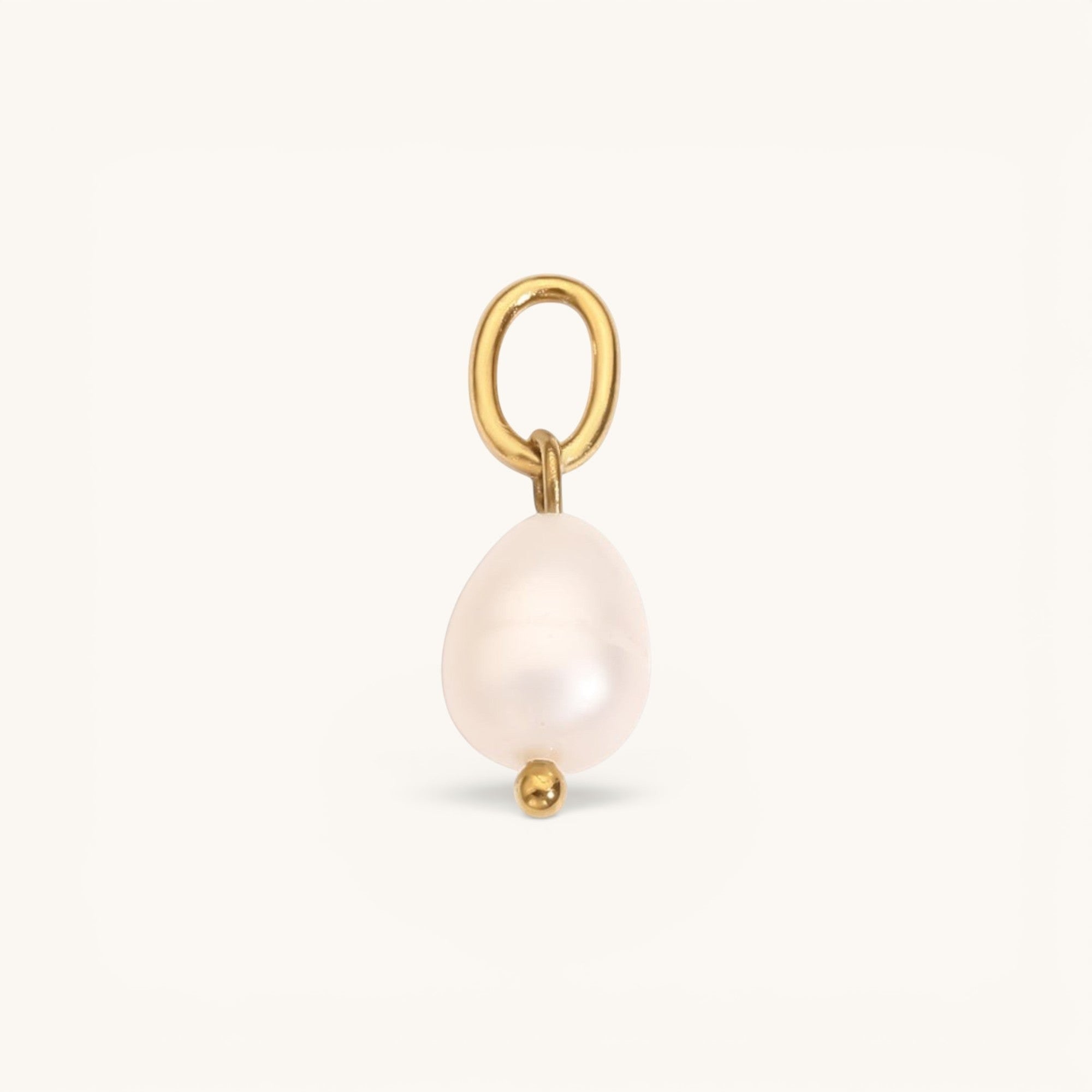 Nadare Co. Pearl Charm featuring an organic freshwater pearl with 14k gold-plated stainless steel hardware.