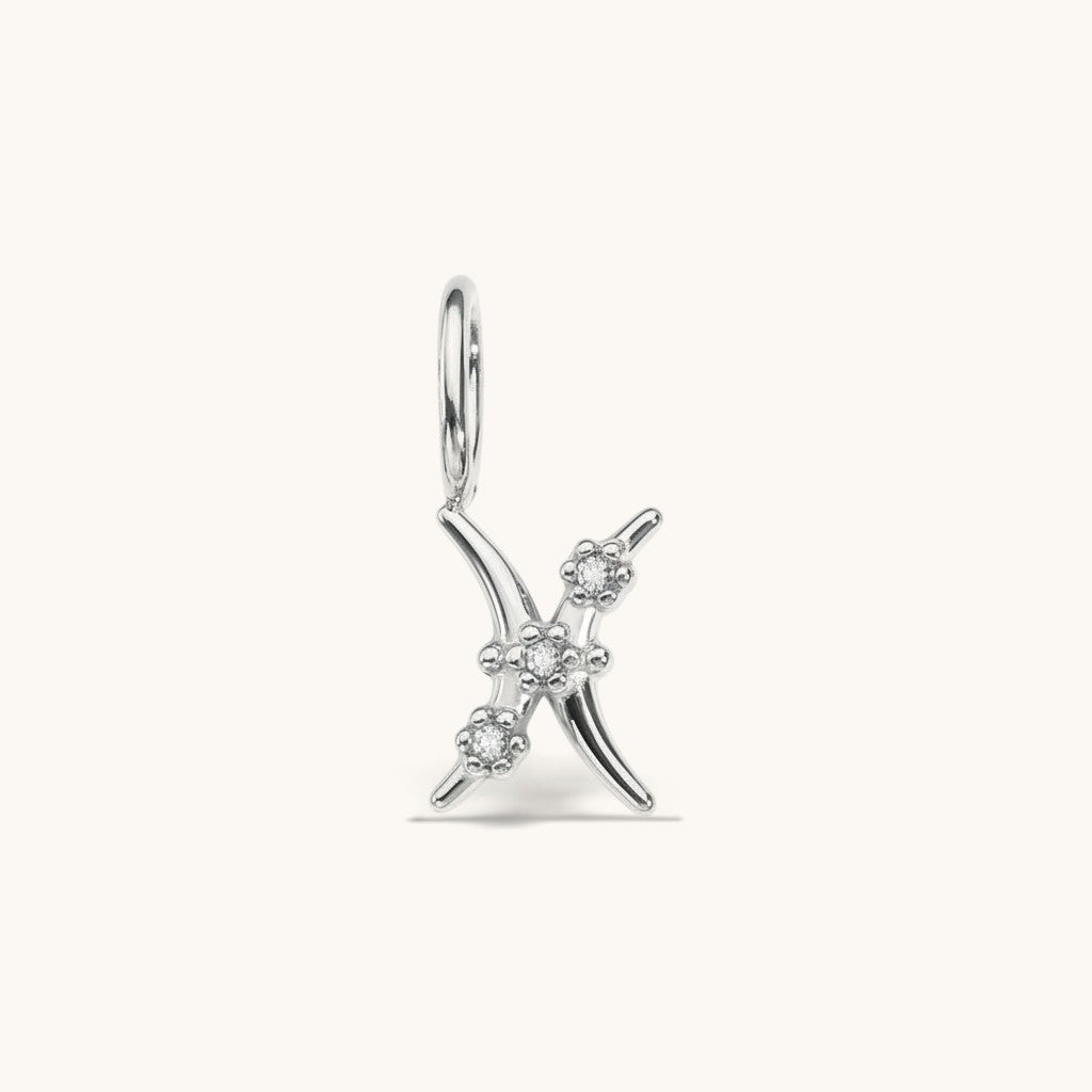 Nadare Co. silver-tone Pisces zodiac charm with cubic zirconia accents for necklace layering