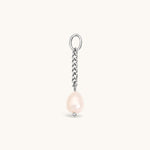 Nadare Co. short pearl drop charm with a genuine freshwater pearl on a delicate stainless steel chain.