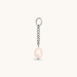 Nadare Co. short pearl drop charm with a genuine freshwater pearl on a delicate stainless steel chain.