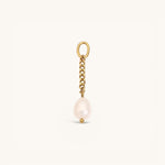Nadare Co. short pearl drop charm featuring a genuine freshwater pearl on a 14k gold-plated stainless steel chain.