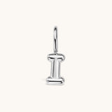 Nadare Co. silver bubble initial charm in the shape of the letter I with a playful, puffed design.