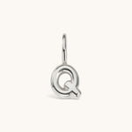 Nadare Co. silver-toned bubble letter Q charm with a rounded, puffed design for necklace layering.
