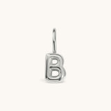 Nadare Co. silver bubble initial charm in the shape of the letter B with a rounded, puffed design.