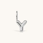 Nadare Co. silver-toned puffed letter Y bubble initial charm for a personalized necklace stack.