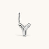 Nadare Co. silver-toned puffed letter Y bubble initial charm for a personalized necklace stack.