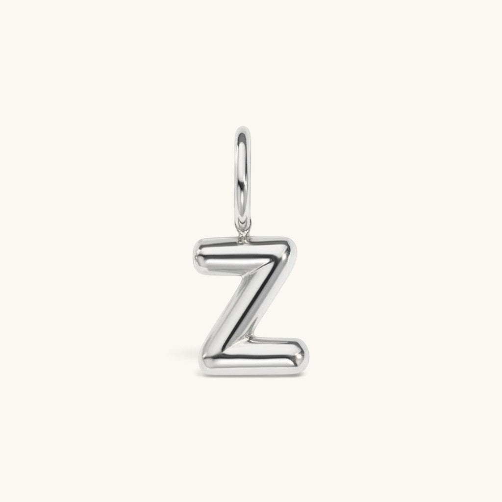 Nadare Co. silver-toned puffed letter Z bubble initial charm for personalized necklaces