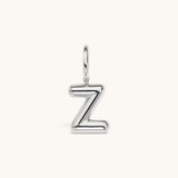 Nadare Co. silver-toned puffed letter Z bubble initial charm for personalized necklaces