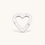 Nadare Co. silver-toned heart-shaped switch clasp for charm necklaces, crafted from polished stainless steel.