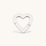 Nadare Co. silver-toned heart-shaped switch clasp for charm necklaces, crafted from polished stainless steel.