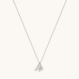 Nadare Co. silver initial A pendant necklace with a sparkling round birthstone charm on a delicate chain