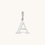 Nadare Co. silver-toned stainless steel letter A initial charm with a classic serif font design.
