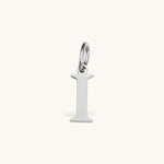 Nadare Co. silver-tone letter I initial charm with a clean serif font design for everyday jewelry layering.
