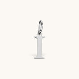 Nadare Co. silver-tone letter I initial charm with a clean serif font design for everyday jewelry layering.