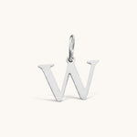 Nadare Co. silver-tone initial W charm with a clean serif font design for everyday jewelry layering.
