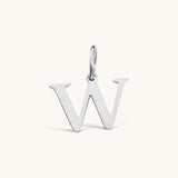 Nadare Co. silver-tone initial W charm with a clean serif font design for everyday jewelry layering.