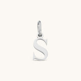 Nadare Co. silver-tone stainless steel lowercase letter S charm for everyday jewelry layering.