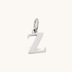 Nadare Co. silver-tone lowercase letter Z initial charm pendant made from durable stainless steel.