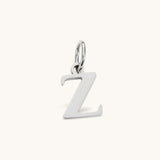 Nadare Co. silver-tone lowercase letter Z initial charm pendant made from durable stainless steel.
