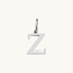 Nadare Co. silver-tone stainless steel initial charm featuring a clean serif letter Z for personalized jewelry.