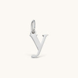 Nadare Co. silver lowercase letter Y initial charm made from durable stainless steel for everyday layering.