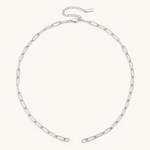 Nadare Co. silver stainless steel large oval link chain necklace with an adjustable extension clasp