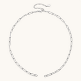 Nadare Co. silver stainless steel large oval link chain necklace with an adjustable extension clasp