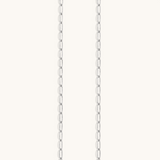 Nadare Co. silver stainless steel oval link chain necklace for charms, tarnish-resistant and waterproof design.