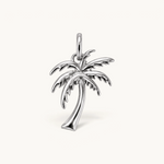 Nadare Co. large palm tree charm in polished silver-tone stainless steel with sculpted fronds and slender trunk