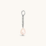 Nadare Co. silver chain pendant featuring a single freshwater pearl with a classic switch clasp