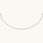 Nadare Co. Sloane necklace featuring a delicate silver chain with elongated rectangular links